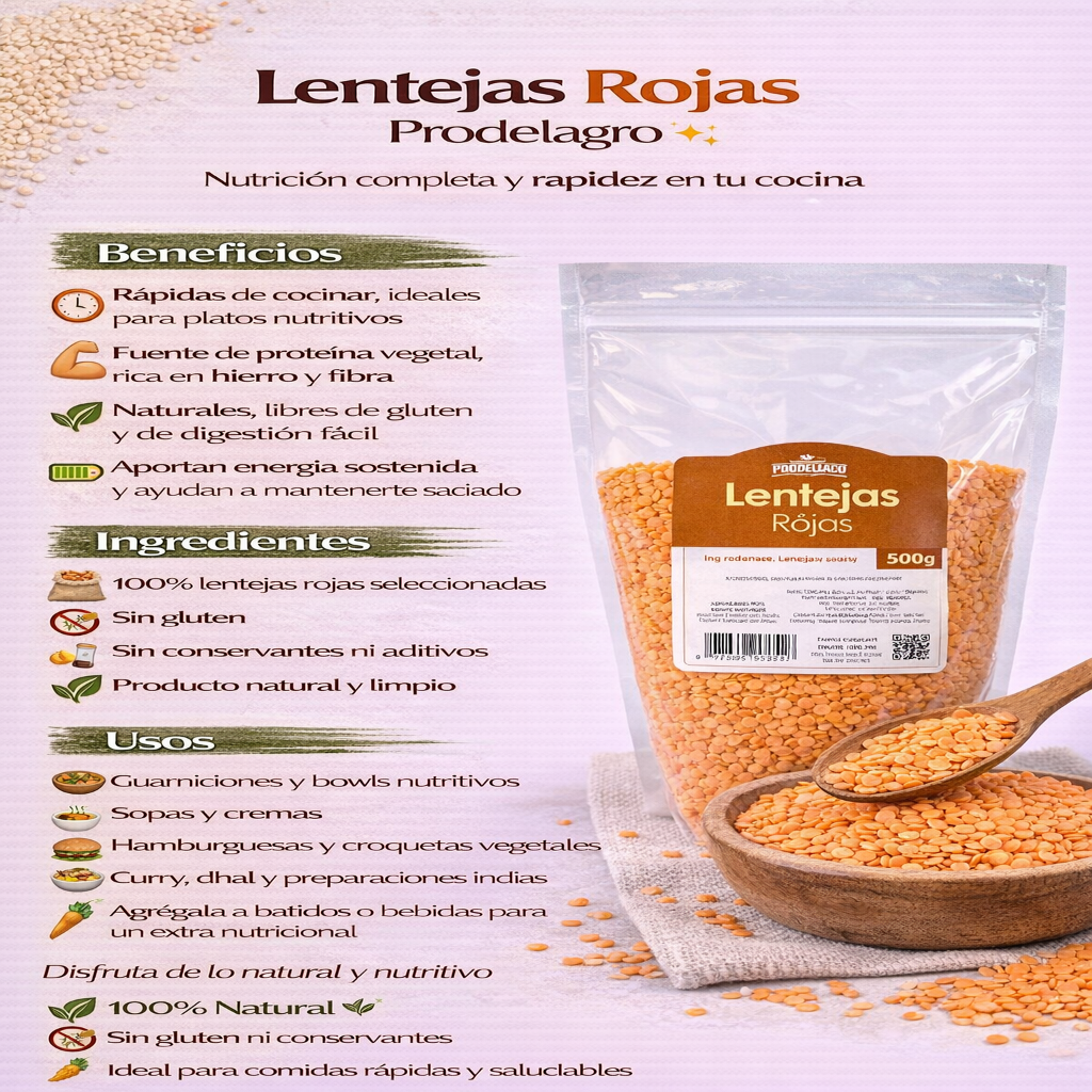 Lentejas Rojas - Prodelagro x500g