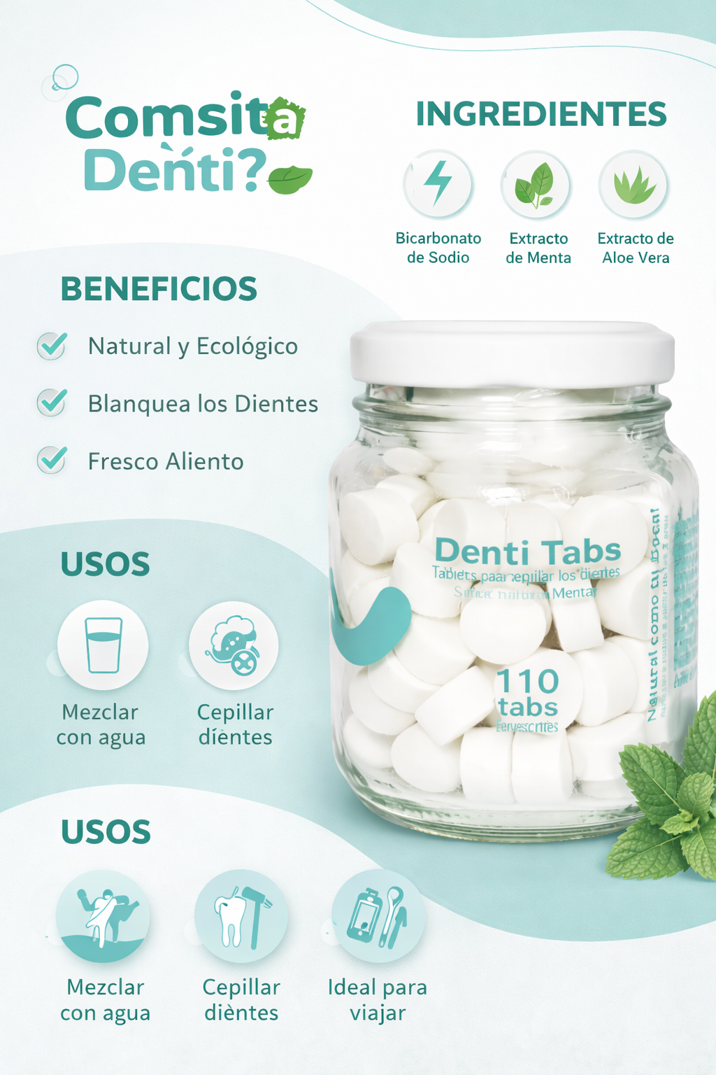 Crema Dental en Tabletas - Denti Essence x110unid