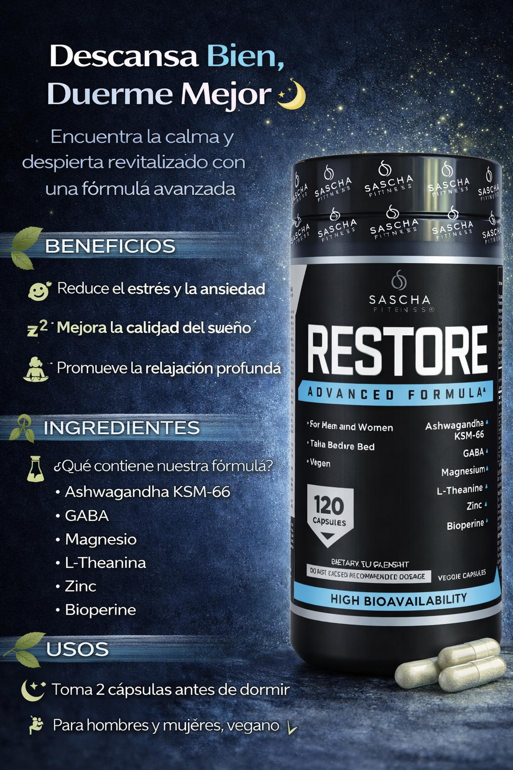 Restore - Sascha Fitness x120caps
