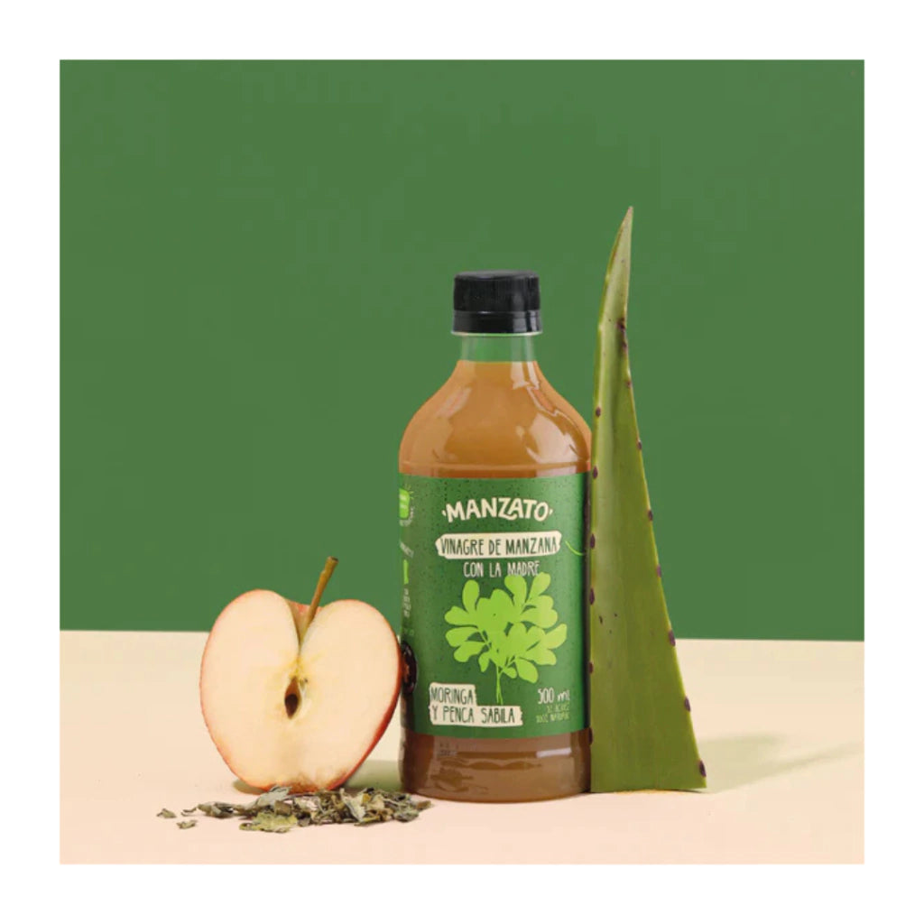 Vinagre de Manzana con Moringa y Penca de sábila - Manzato x500ml
