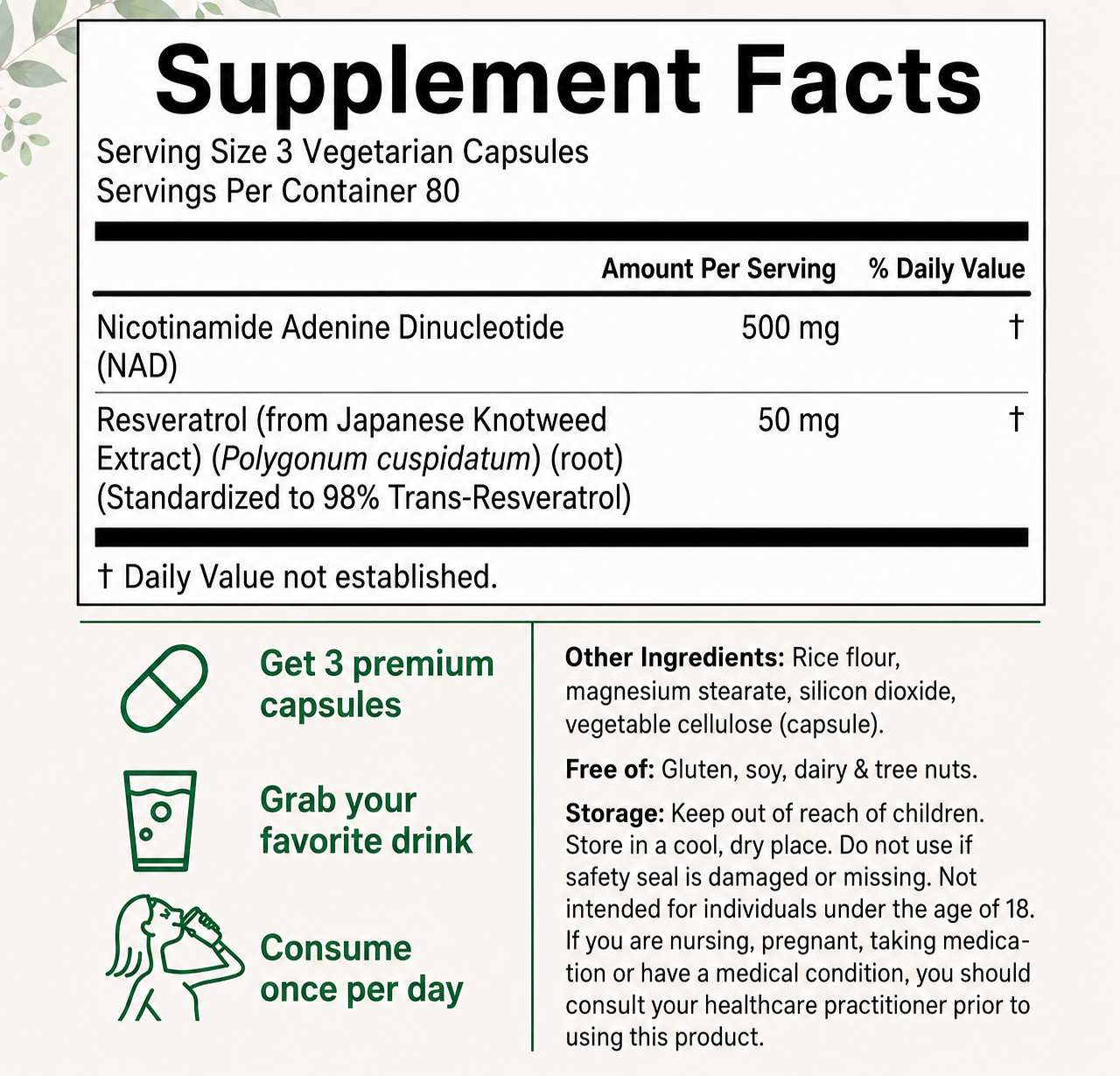 Nad+ Resveratrol 240 caps MicroIngredientes