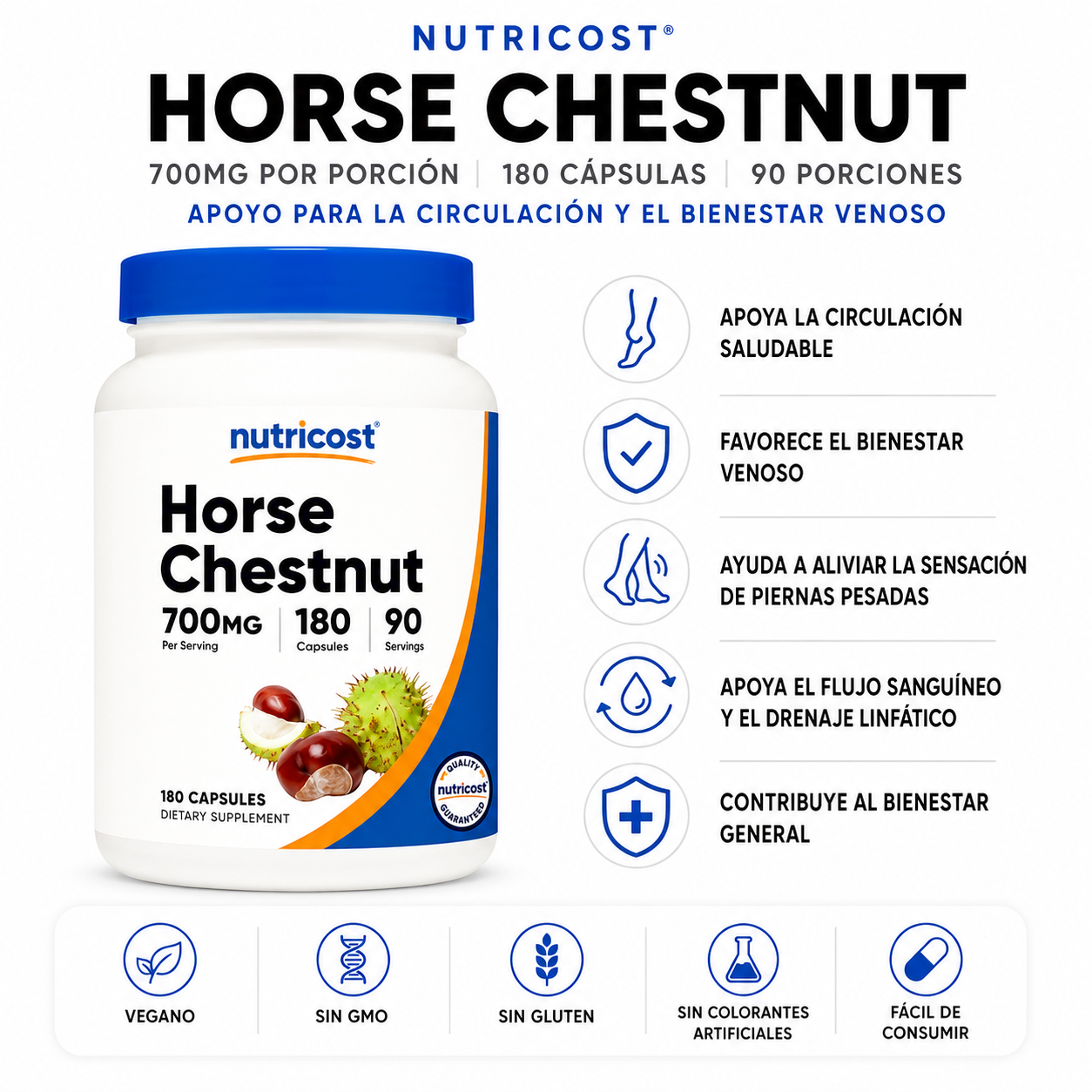 Horse Chesnuts / Castaño de indias Nutricost - 180caps