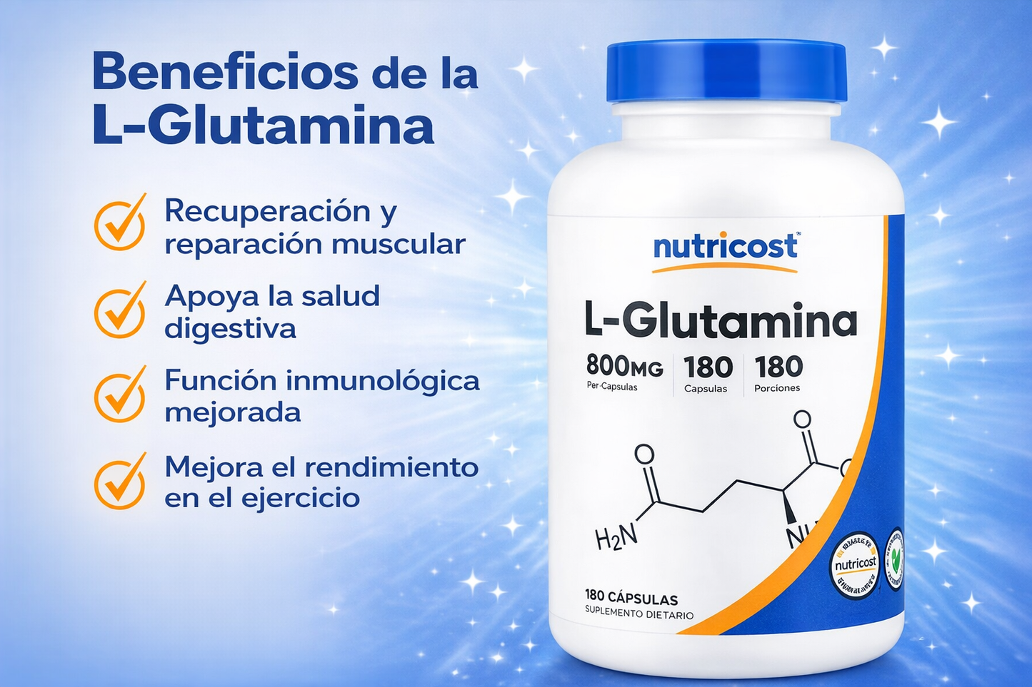 L-glutamine - Nutricost x180caps