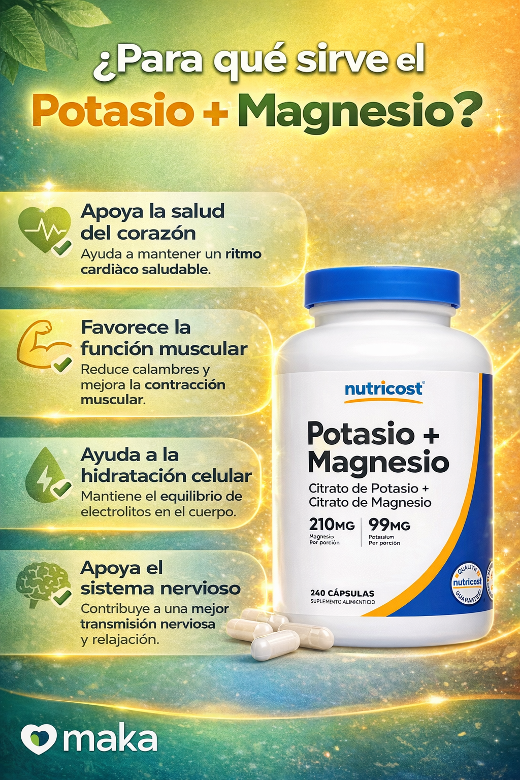 Citrato De Magnesio + Citrato De Potasio - Nutricost 240caps