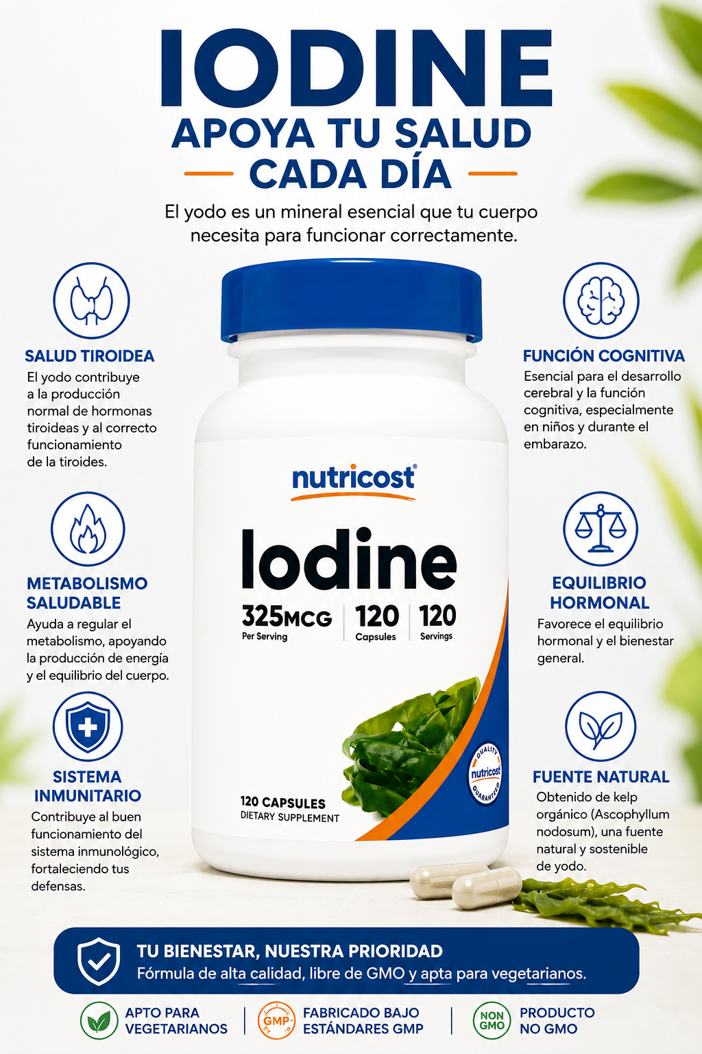Iodine - Nutricost x120 capsulas.