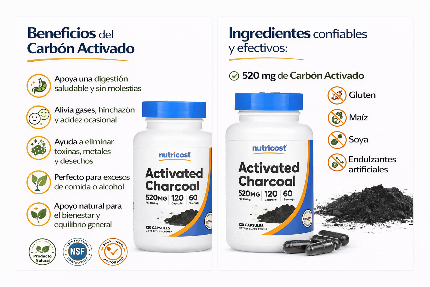 Carbon Activado - Nutricost 120caps