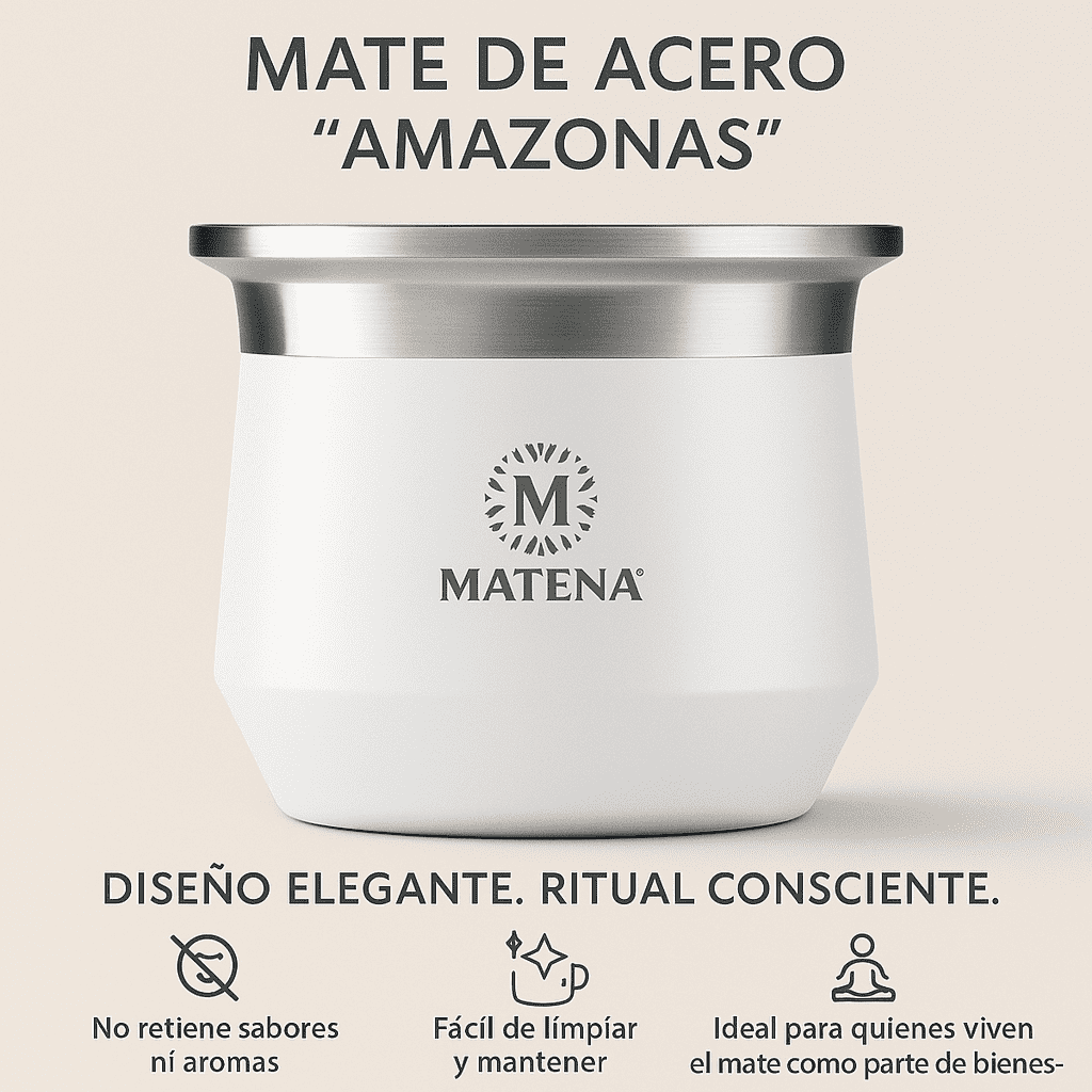Mate de Acero "Amazonas" Blanco - Matena