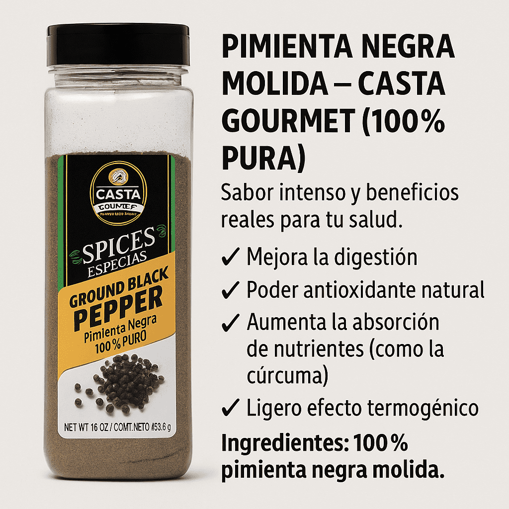 Pimienta Negra Molida 453gr - Casta Gourmet