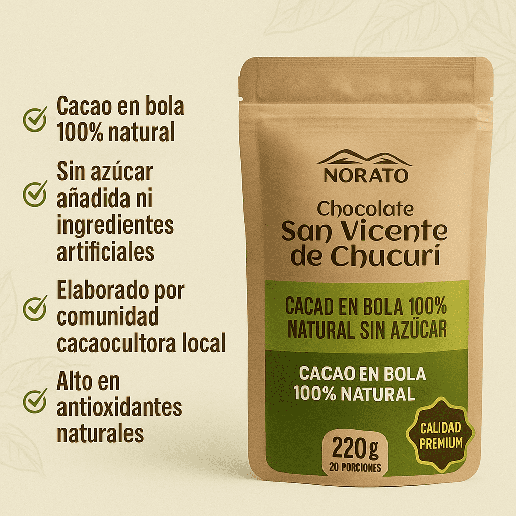 Cacao Orgánico en Bola - Norato x220gr