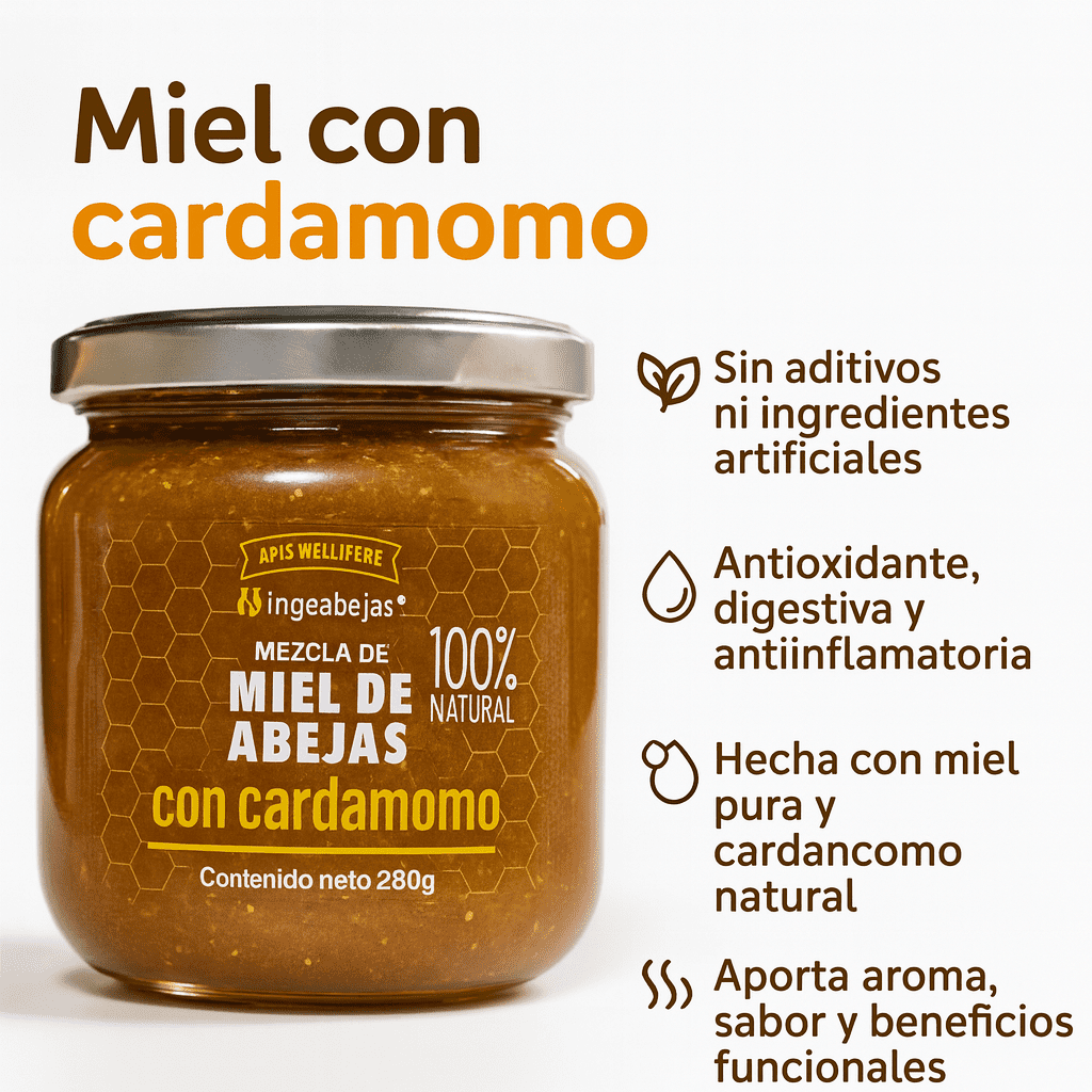 Miel De abejas Con Cardamomo - Ingeabejas x280gr