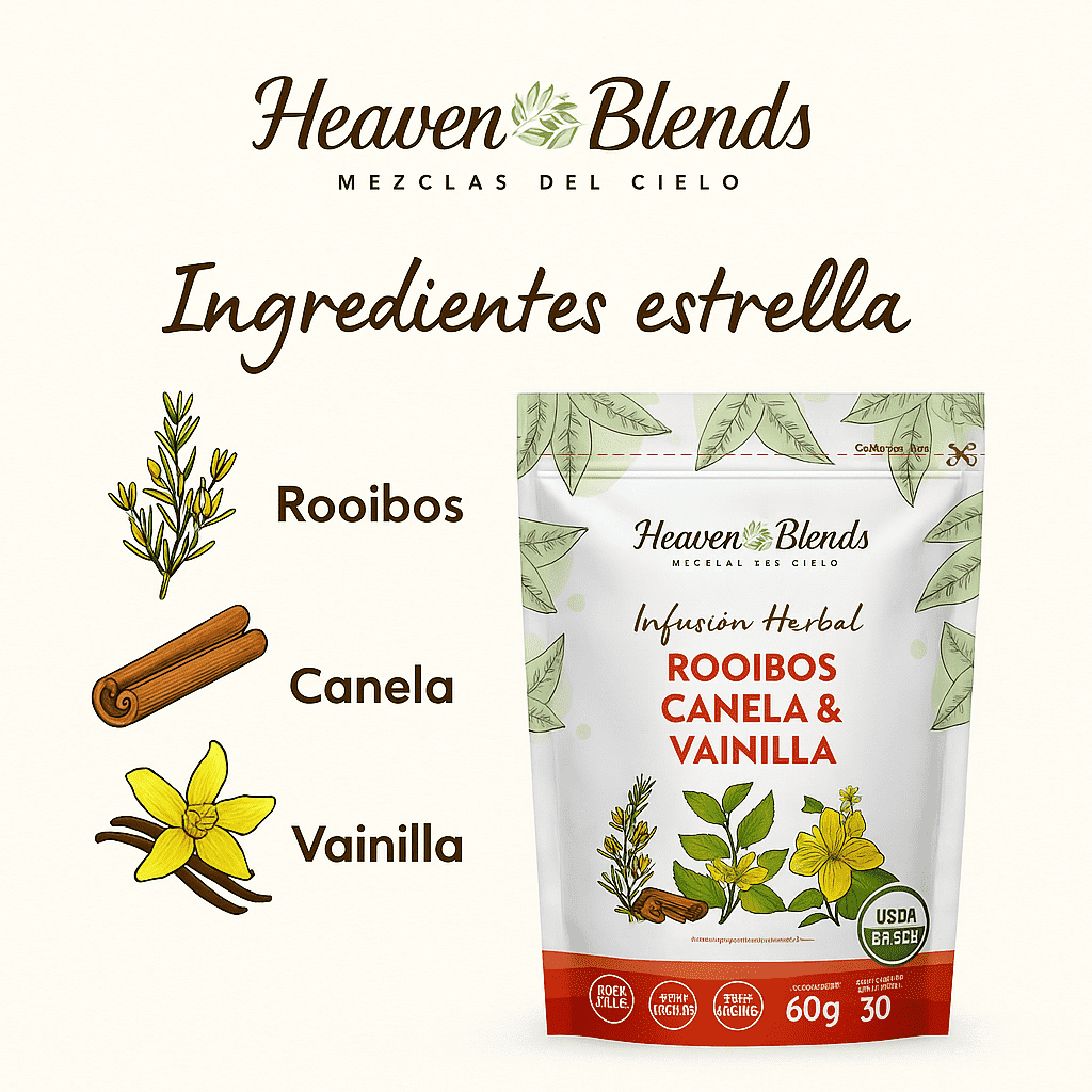 Infusión Orgánica De Rooibos, Canela & Vainilla - Heaven Blends x60g