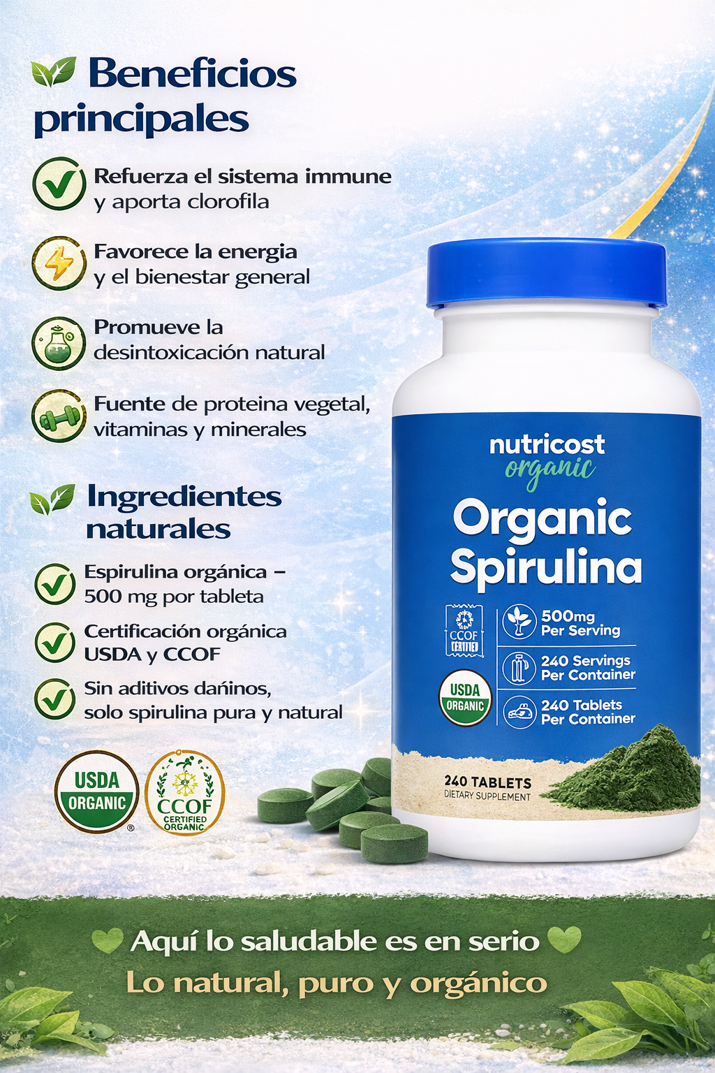 Espirulina - Nutricost x240caps