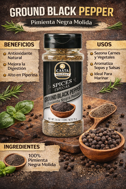 Pimienta Negra Molida- Casta Gourmet  x75gr