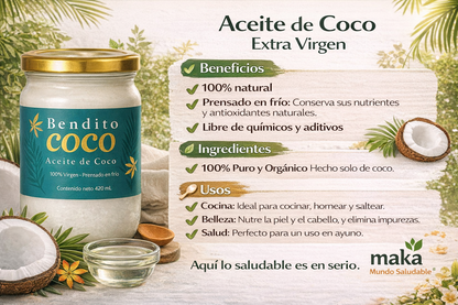 Aceite De Coco Virgen Convencional - Bendito Coco
