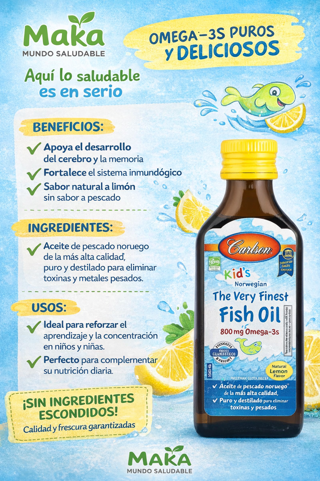 Fish Oil Kids - Jarrow Formulabs Omega 3 Niños x200ml