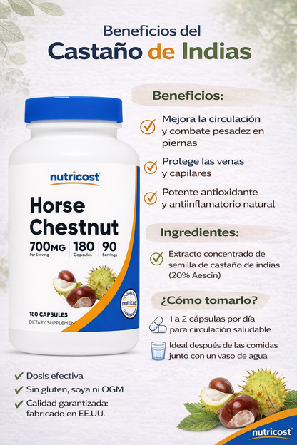 Horse Chesnuts (Extracto de Castaño) - Nutricost x180caps