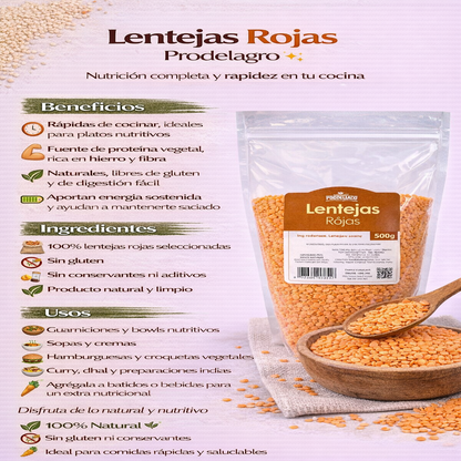 Lentejas Rojas - Prodelagro x500g