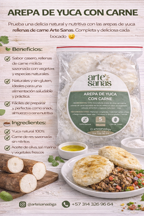 Arepa De Yuca Rellena Carne - Artesanas x5unid
