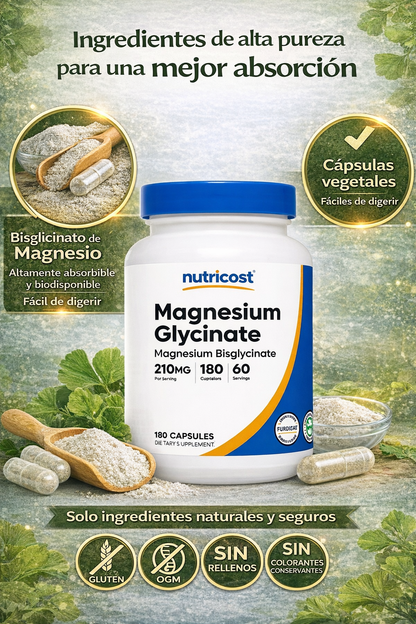 Glycinato de Magnesio - Nutricost x180caps