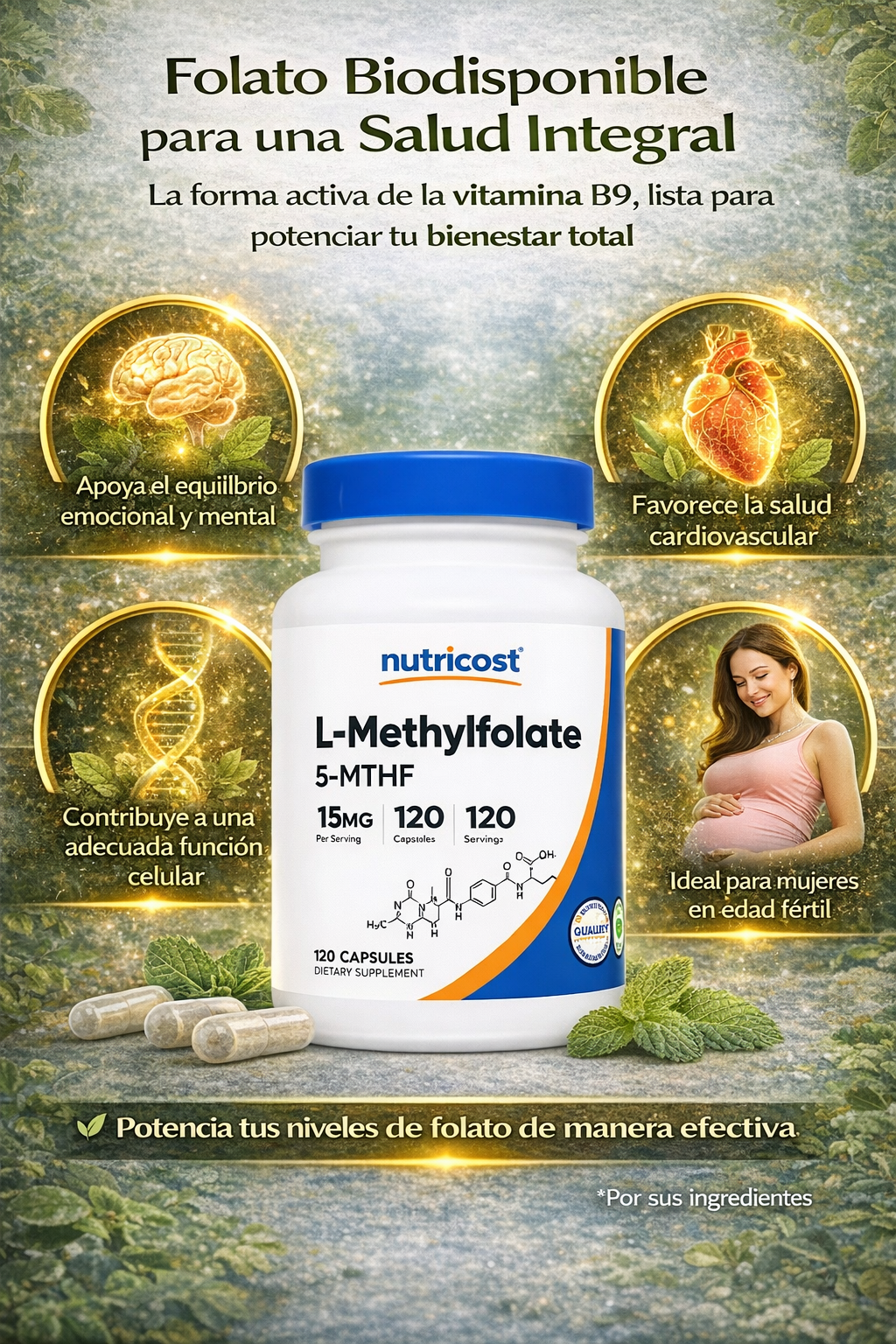 L-Methylfolate - Nutricost x120caps