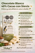 Barra De Chocolate Blanco Al 40% Con Estevia - De La Victoria x50g