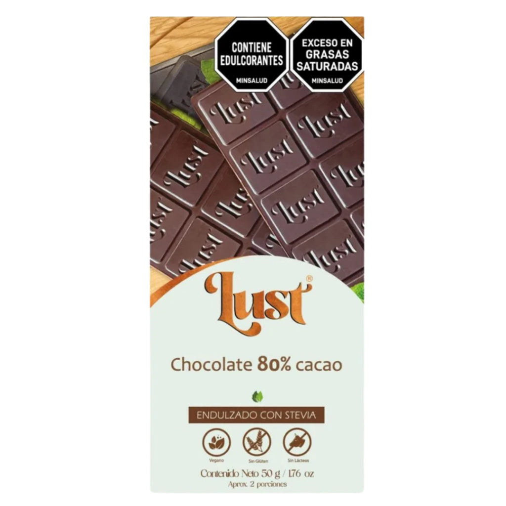 Barra De Chocolate 80% Cacao - Lust x50g