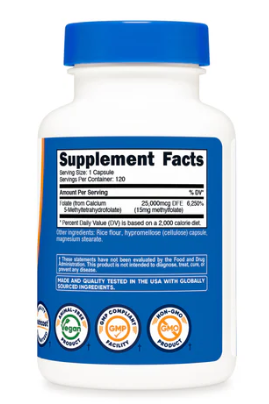 L-Methylfolate - Nutricost x120caps