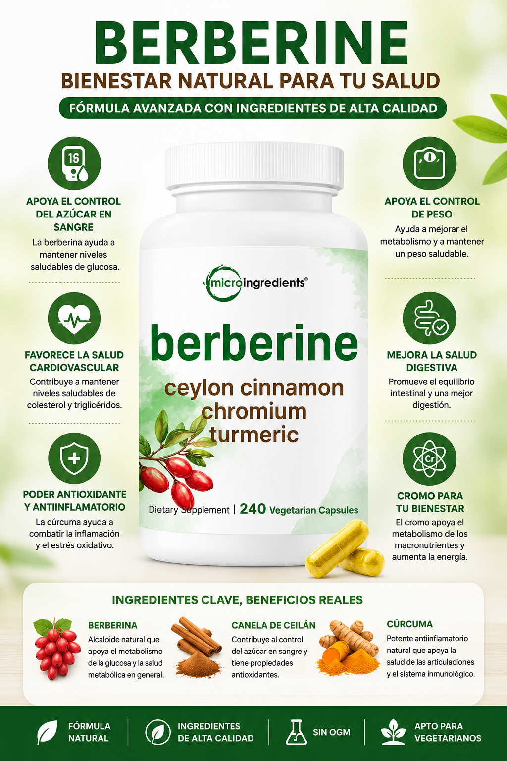 Berberina & Canela 240 caps MicroIngredientes