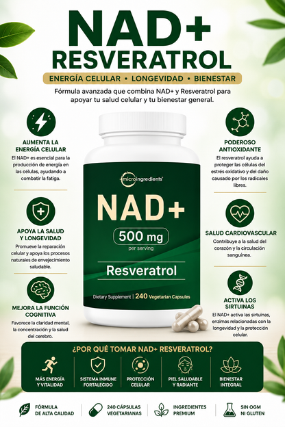 Nad+ Resveratrol 240 caps MicroIngredientes