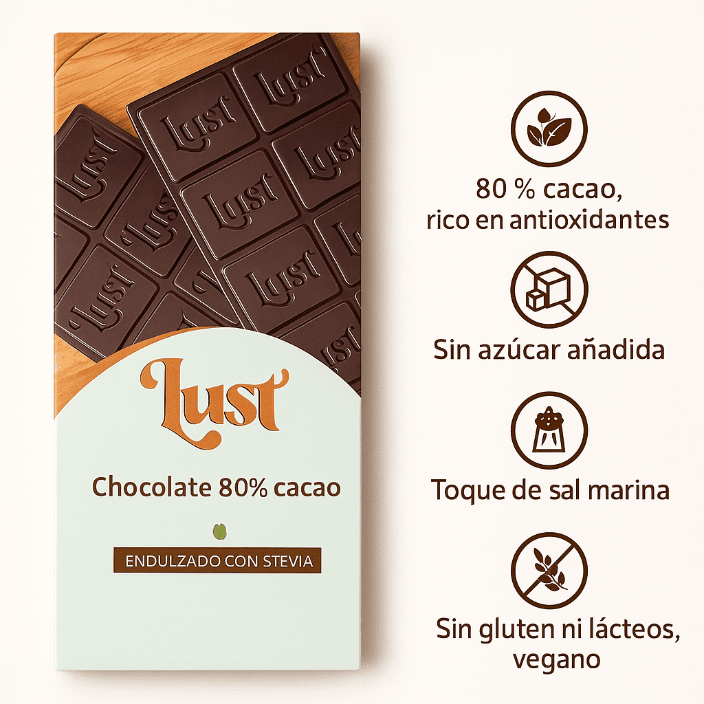 Barra De Chocolate 80% Cacao - Lust x50g