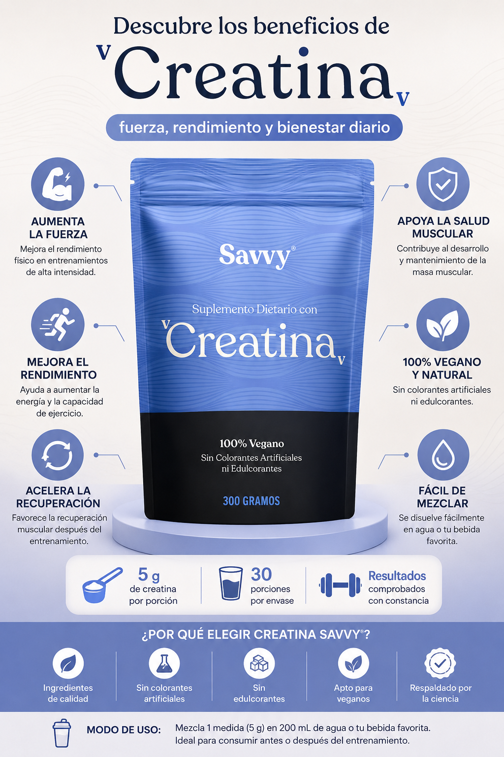 Creatina monohidratada - Savvy x300gr