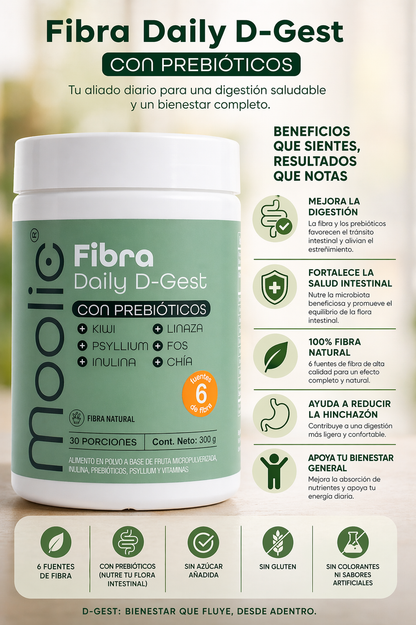 Fibra en Polvo Natural con Prebióticos - Daily D-Gest
