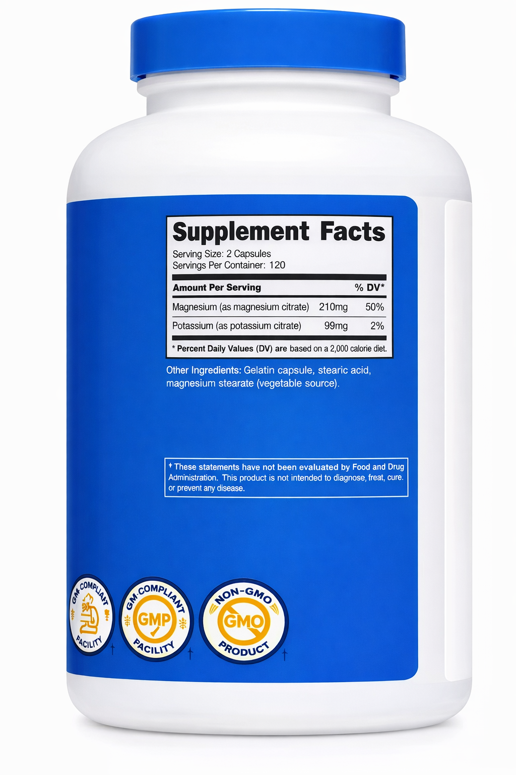 Citrato De Magnesio + Citrato De Potasio - Nutricost 240caps