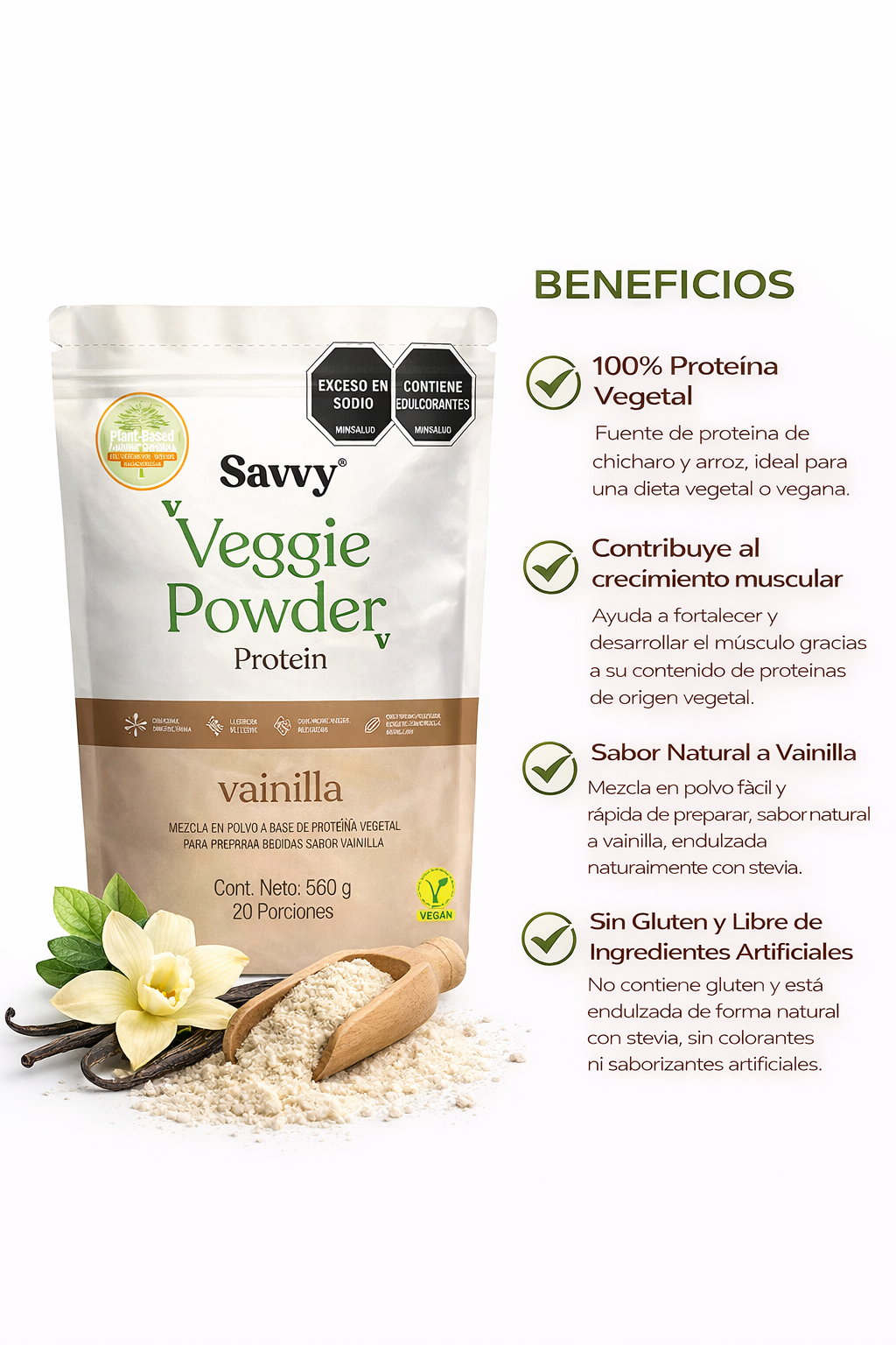 Veggie Powder Vainilla® - Savvy x560g