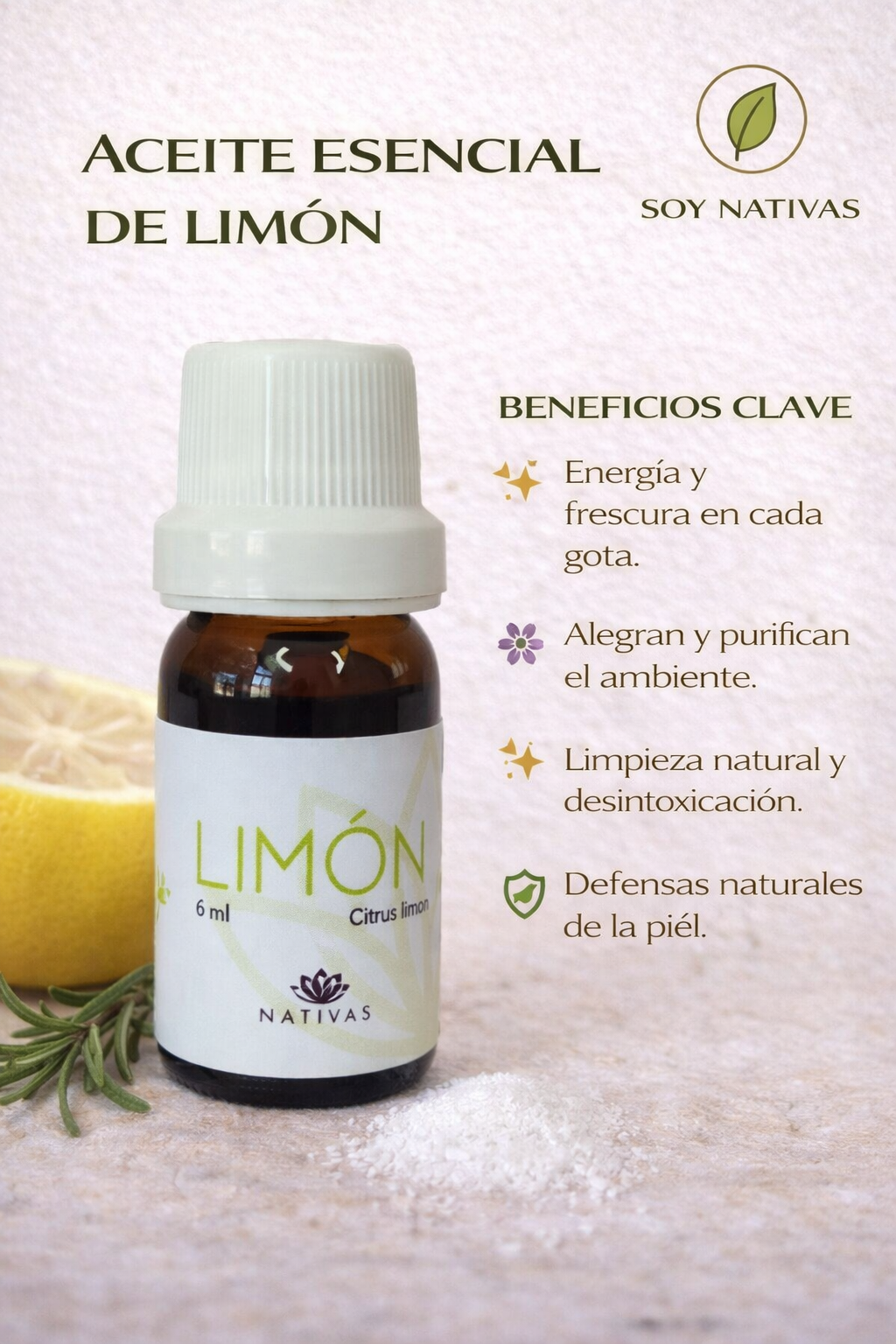 Aceite Esencial de Limón - Soy Nativas x5ml