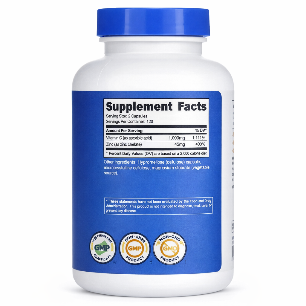 Vitamina C + Zinc - Nutricost x240Caps