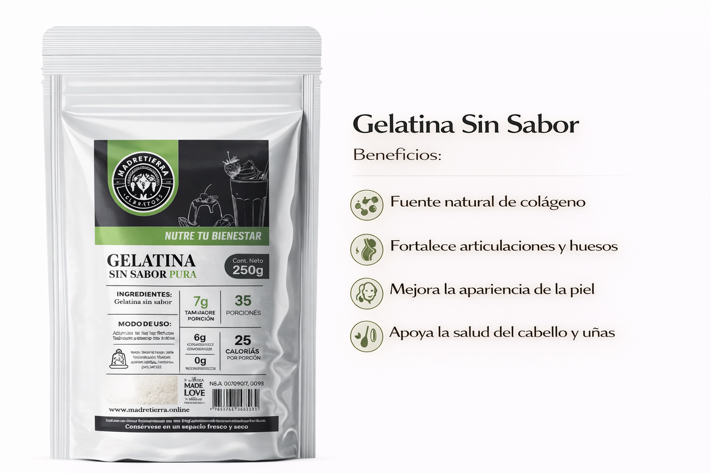 Gelatina sin Sabor - Madre Tierra x250gr