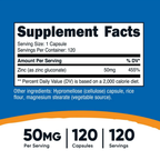 Zinc Gluconate -Nutricost x120caps