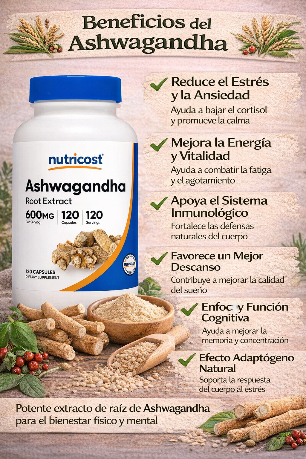Ashwagandha - Nutricost x120cap