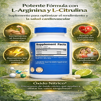 L-Arginina L-Citrulina Complex - Nutricost x240caps