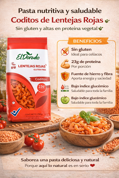 Pasta de Lentejas Rojas Coditos - El Dorado x250g