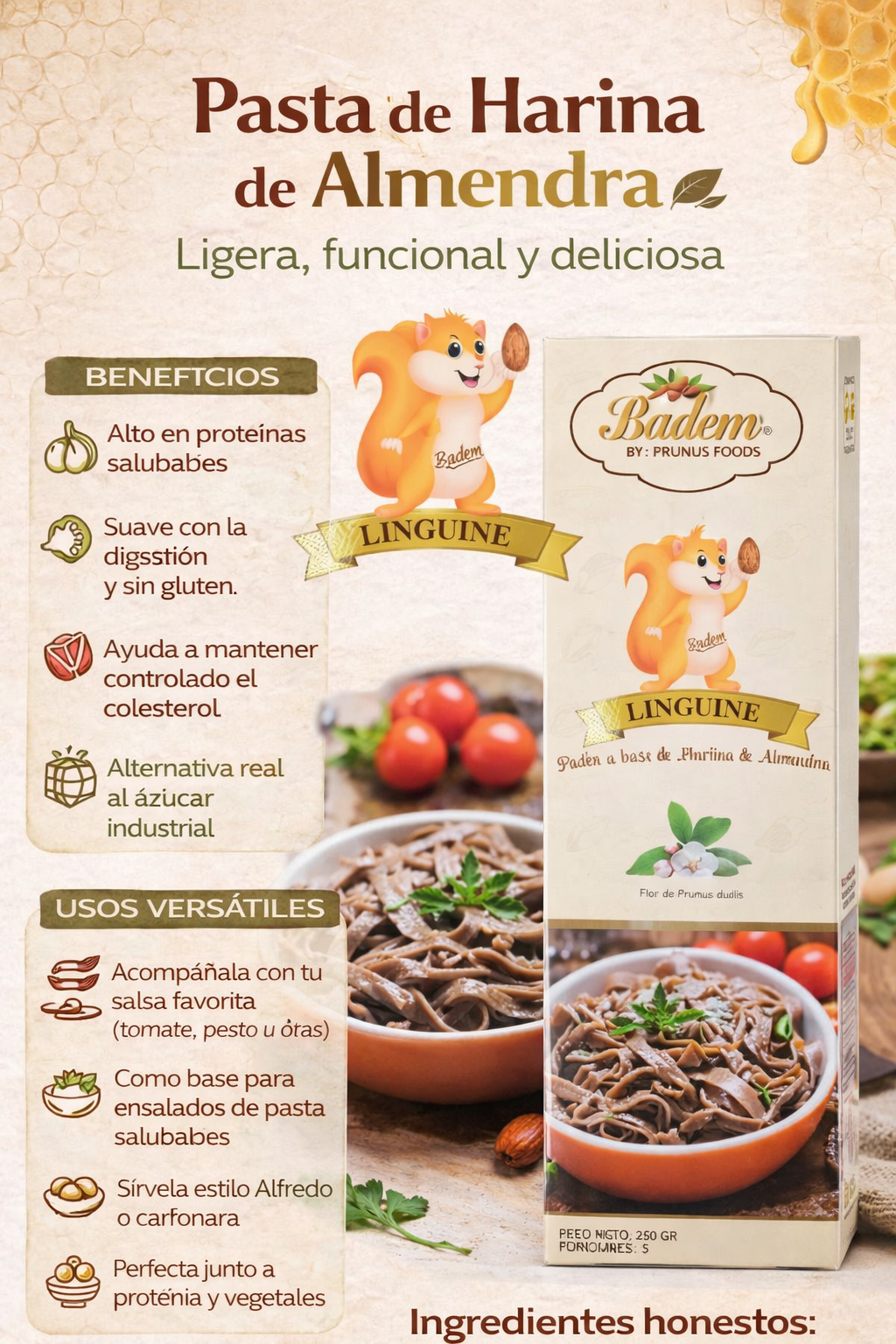 Badem Pasta Pasta Linguine - Badem x250g – MAKA TIENDA SALUDABLE