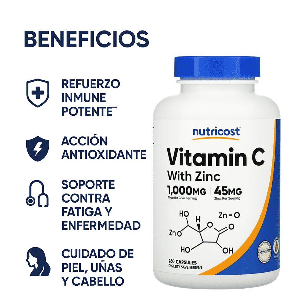 Vitamina C + Zinc - Nutricost x240Caps