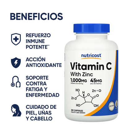 Vitamina C + Zinc - Nutricost x240Caps