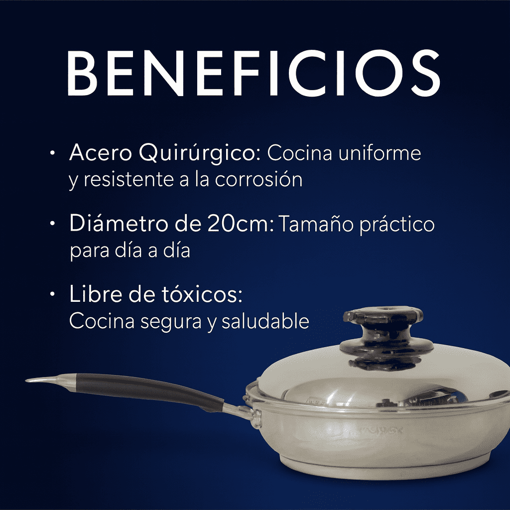 SARTEN 20 EN ACERO QUIRURGICO 316L