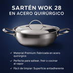 SARTEN WOK 28 EN ACERO QUIRURGICO PURIFIL