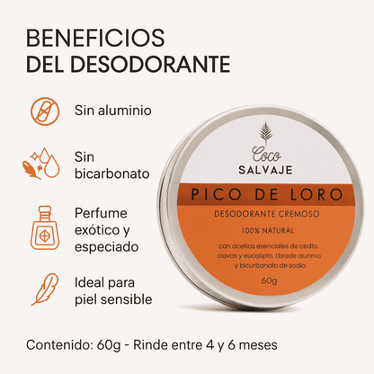 Desodorante Natural Pico de Loro - Coco Salvaje