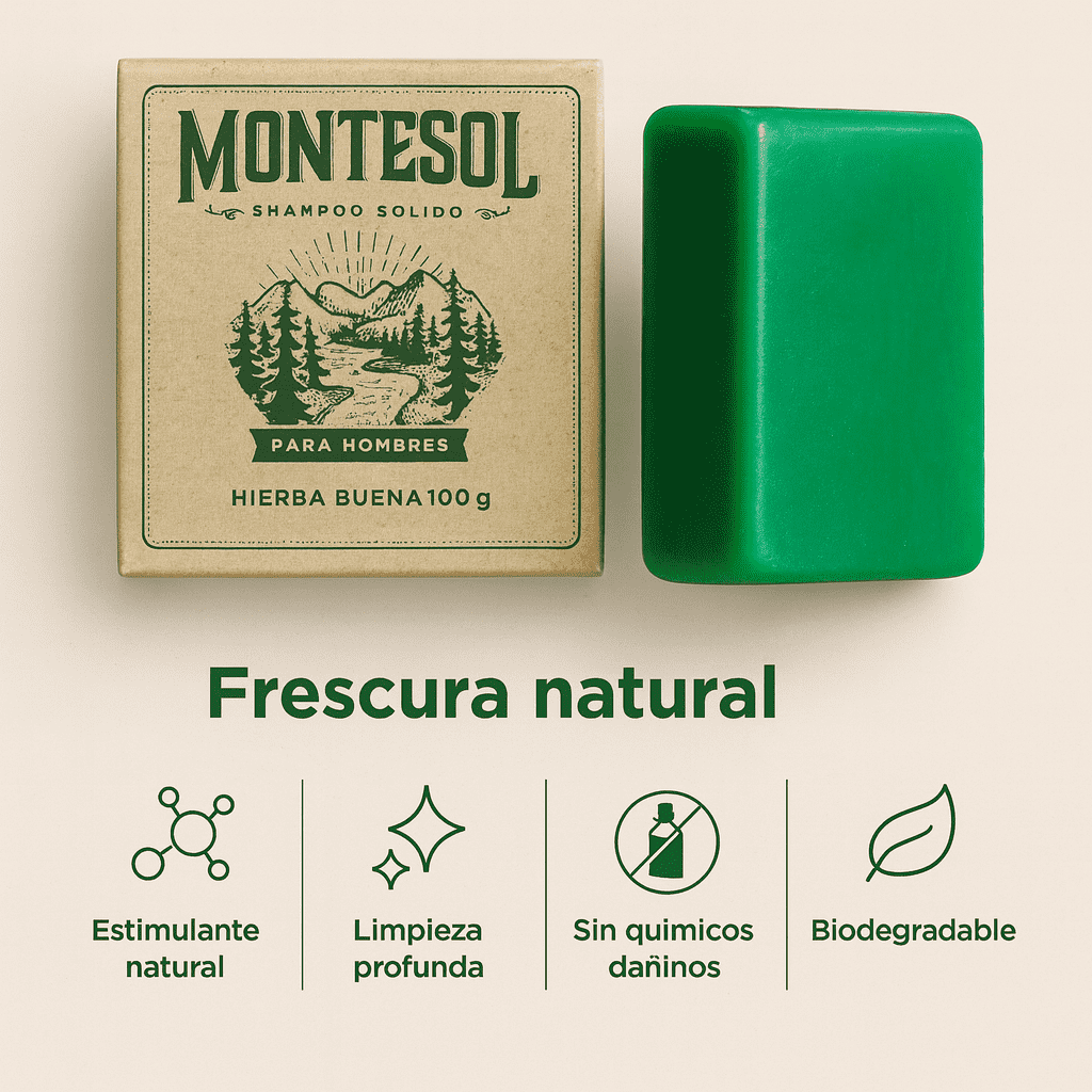 Shampoo Sólido Montesol para Hombres - Café (100 g)