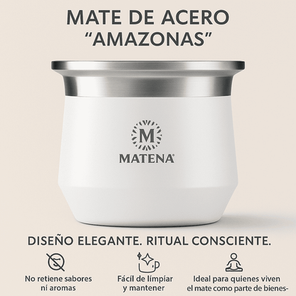 Mate de Acero "Amazonas" Blanco - Matena