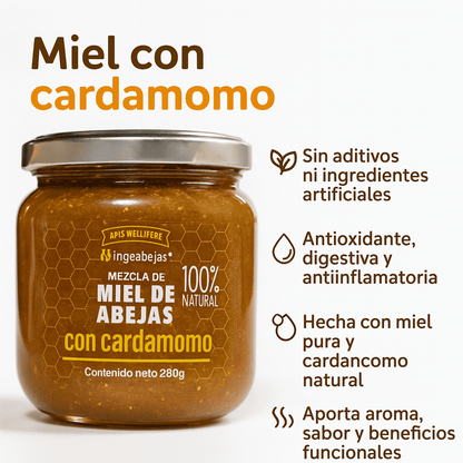Miel De abejas Con Cardamomo - Ingeabejas x280gr